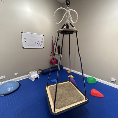 Therapy swing in the sensory gym at All Bright Therapies West Town clinic in Chicago